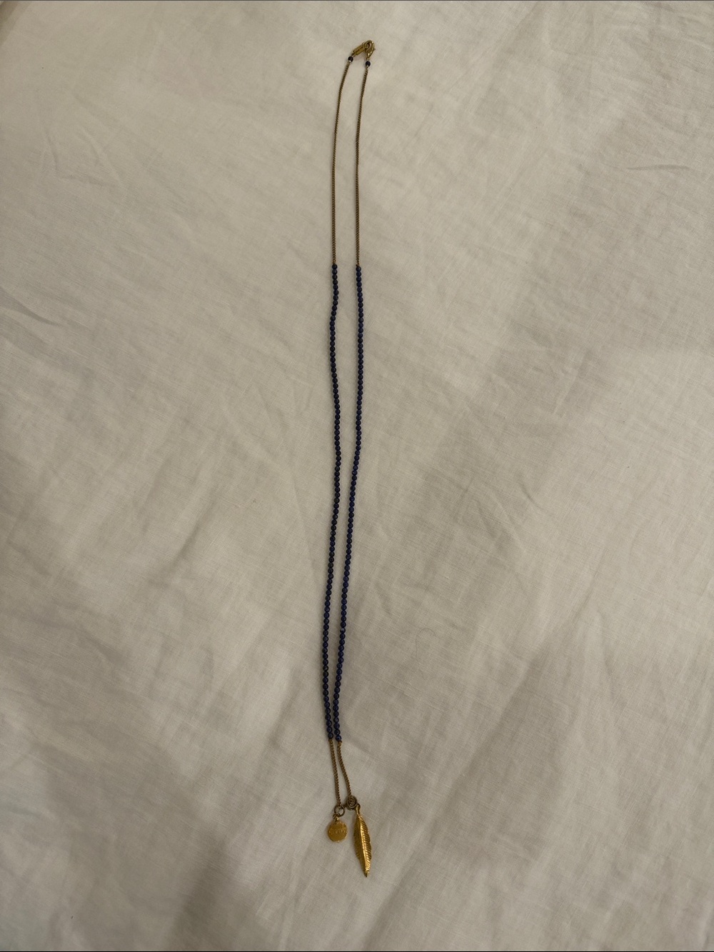 Chan Luu Navy Beaded Necklace with Gold Charms